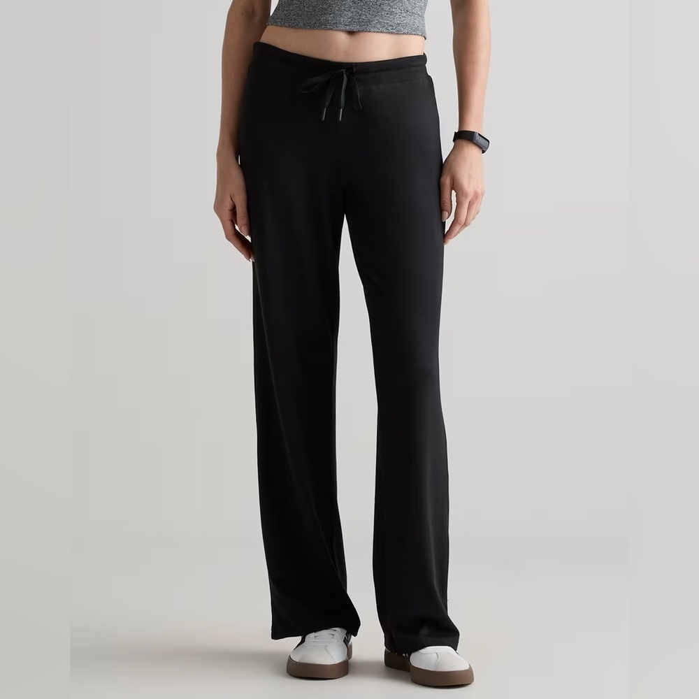Quince Flowknit Wide Leg Pants Moisture Wicking Stretch Athleisure Black Sz XS